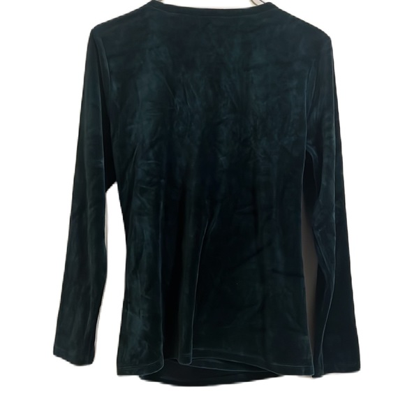 Talbots, Wrap Front, Long Sleeves Top, Forest Green, Size LP - Picture 2 of 5